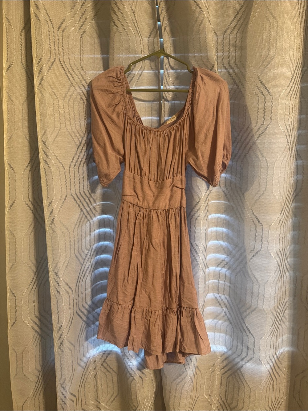 Altar'd State Rust-Toned Puff Sleeve Midi Dress